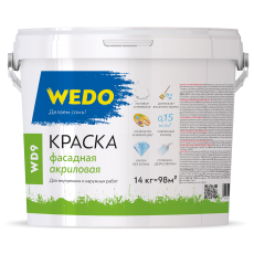 Краска "WEDO" WD-9 фасадная акриловая супербелая 14 кг