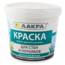 Краска водно-дисперсионная для стен и потолков белоснежная 1,3 кг "Лакра" 