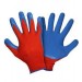 Перчатки нейлоновые  с рифленым латексным  покрытием (красно-синий), цена – купить в Клетне